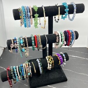 Bulk Wearable Jewelry Lot 54 Pcs Mixed Style Bracelets Fashion Costume Upcycle